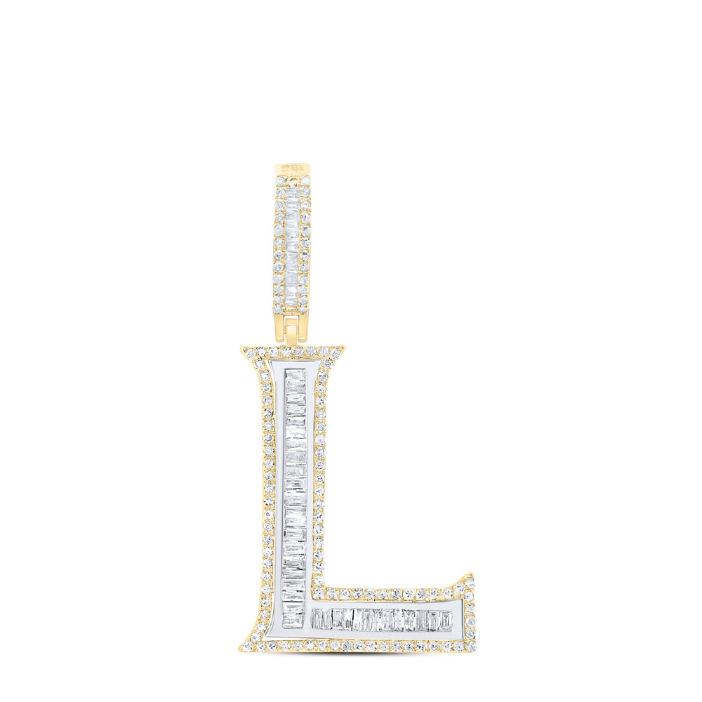 10k Yellow Gold Diamond Initial Mens Pendant