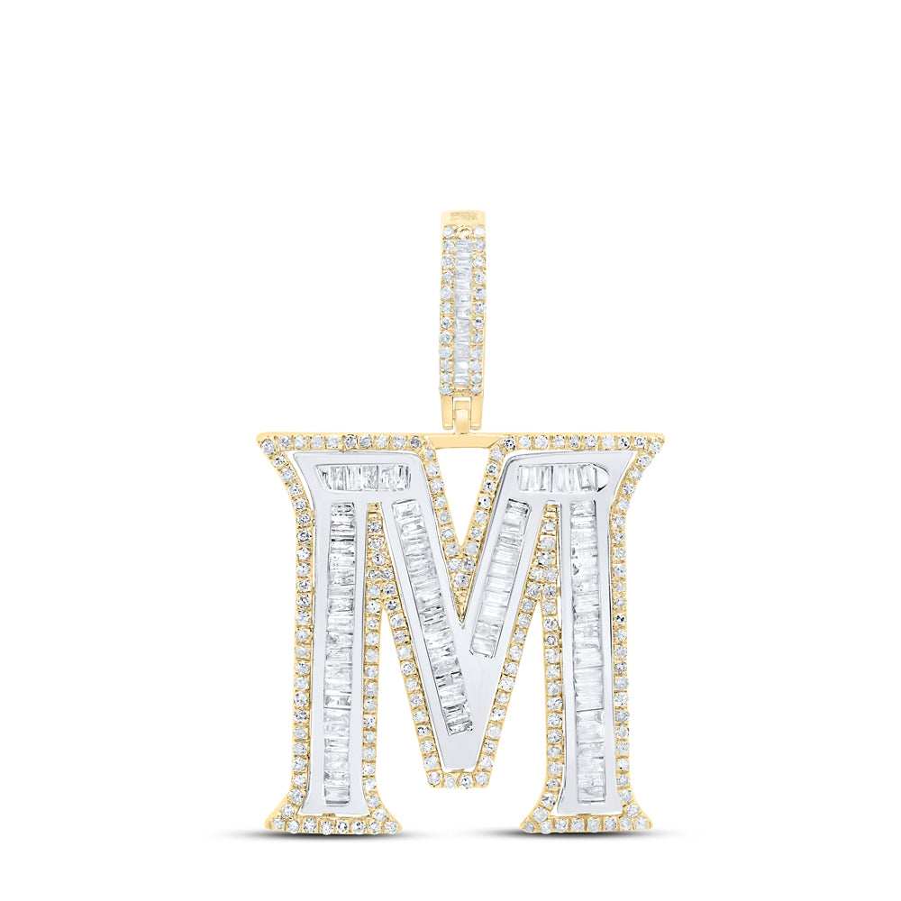 10k Yellow Gold Diamond Initial Mens Pendant