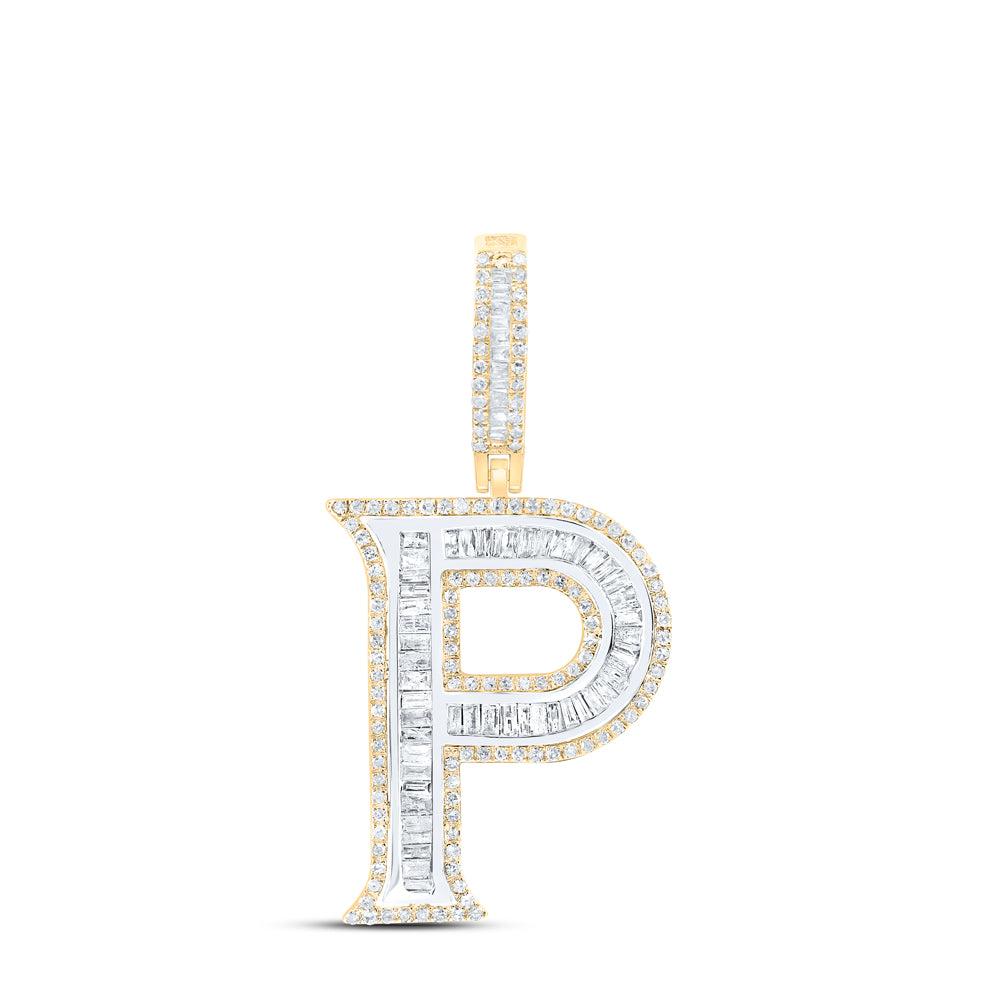 10k Yellow Gold Diamond Initial Mens Pendant