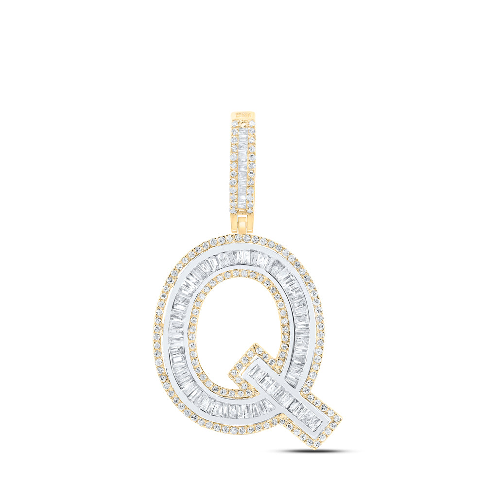10k Yellow Gold Diamond Initial Mens Pendant