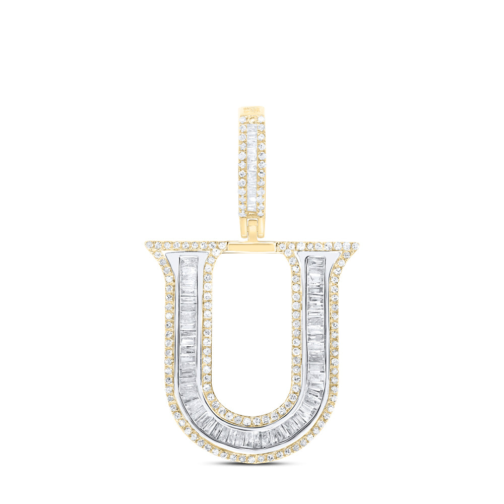 10k Yellow Gold Diamond Initial Mens Pendant