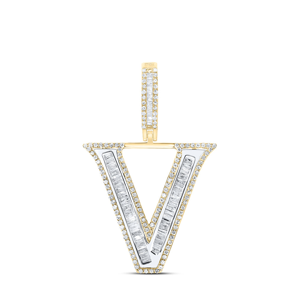 10k Yellow Gold Diamond Initial Mens Pendant
