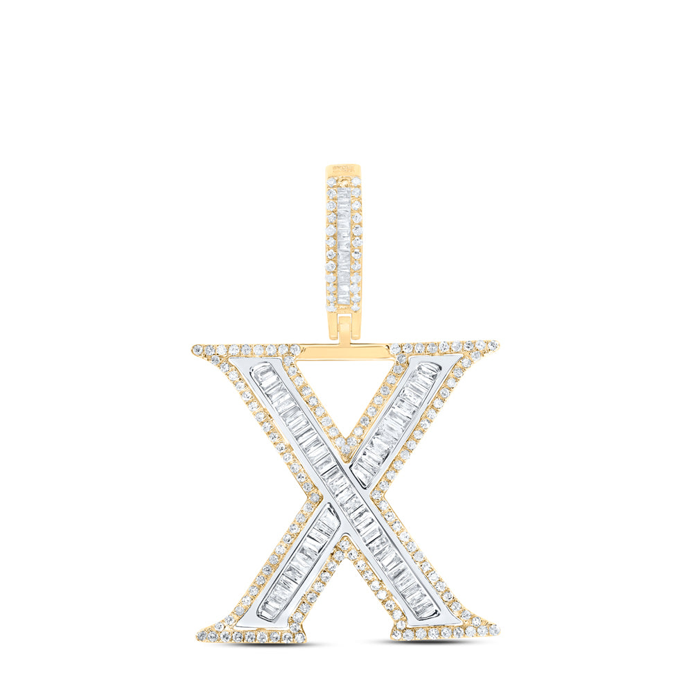 10k Yellow Gold Diamond Initial Mens Pendant