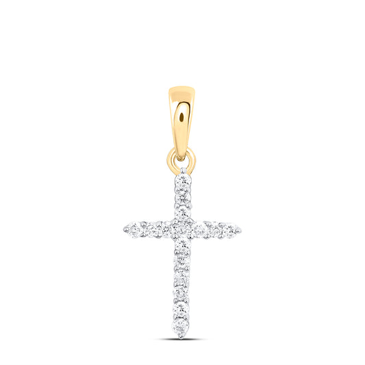 10kt Yellow Gold 1/6 Cttw Diamond Cross Pendant
