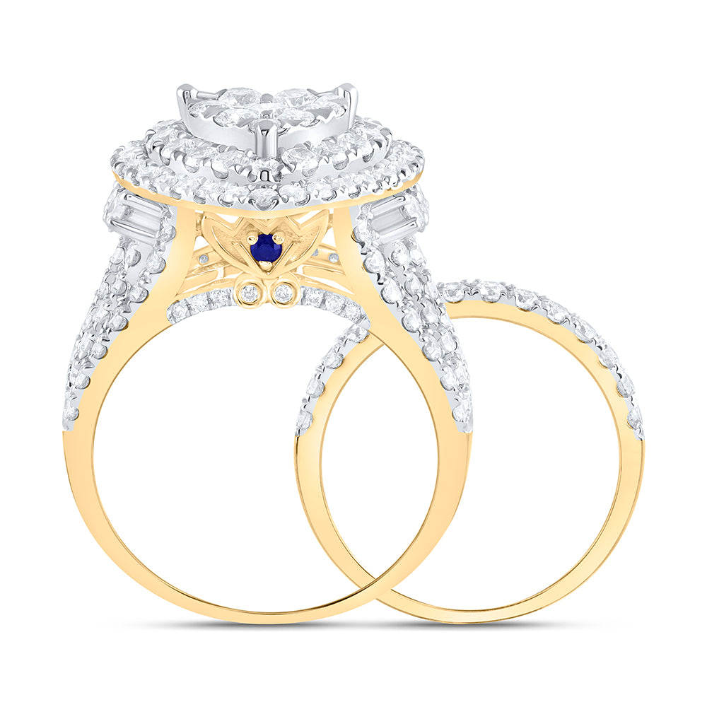 14kt Yellow Gold 3 3/4 Cttw Diamond Ana M Fashion Wedding Engagement Anniversary Bridal Set, Women Size: 5-9