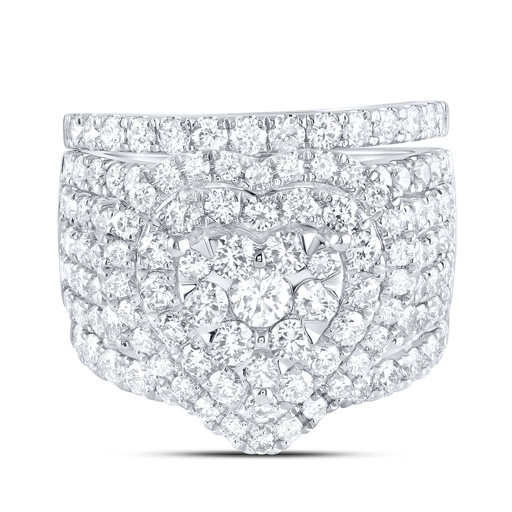 14kt White Gold 3 3/4 Cttw Diamond Ana M Fashion Wedding Engagement Anniversary Bridal Set, Women Size: 5-9