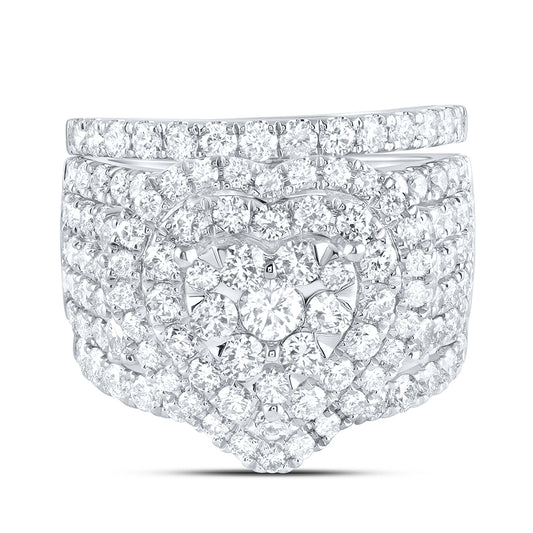 14kt White Gold 3 3/4 Cttw Diamond Ana M Fashion Wedding Engagement Anniversary Bridal Set, Women Size: 5-9