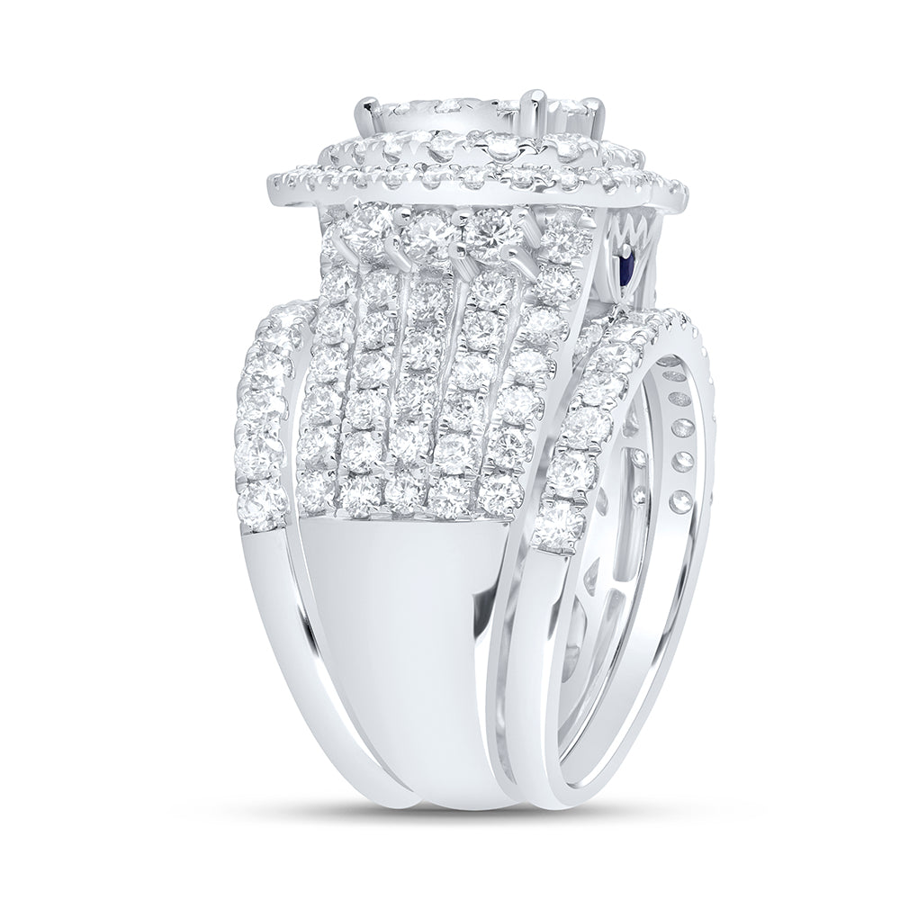 14kt White Gold 3 3/4 Cttw Diamond Ana M Fashion Wedding Engagement Anniversary Bridal Set, Women Size: 5-9