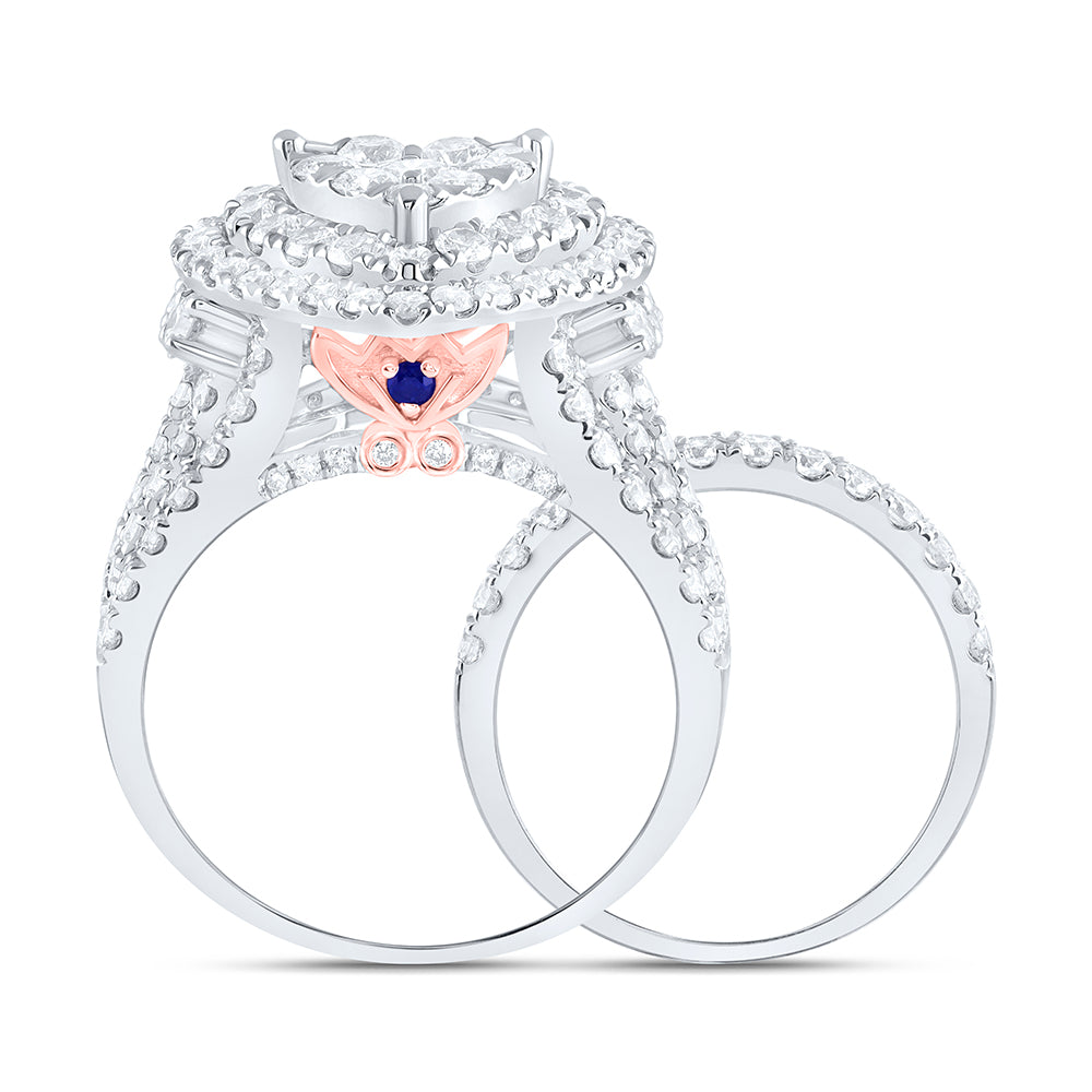 14kt White Gold 3 3/4 Cttw Diamond Ana M Fashion Wedding Engagement Anniversary Bridal Set, Women Size: 5-9