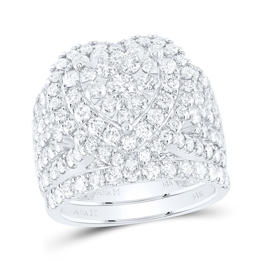 14kt White Gold 3 3/4 Cttw Diamond Ana M Fashion Wedding Engagement Anniversary Bridal Set, Women Size: 5-9