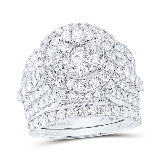 14K White Gold 3 7/8 Ctw Diamond 1/5 Ct-Crd Fashion Bridal Set, Womens Size: 5-9
