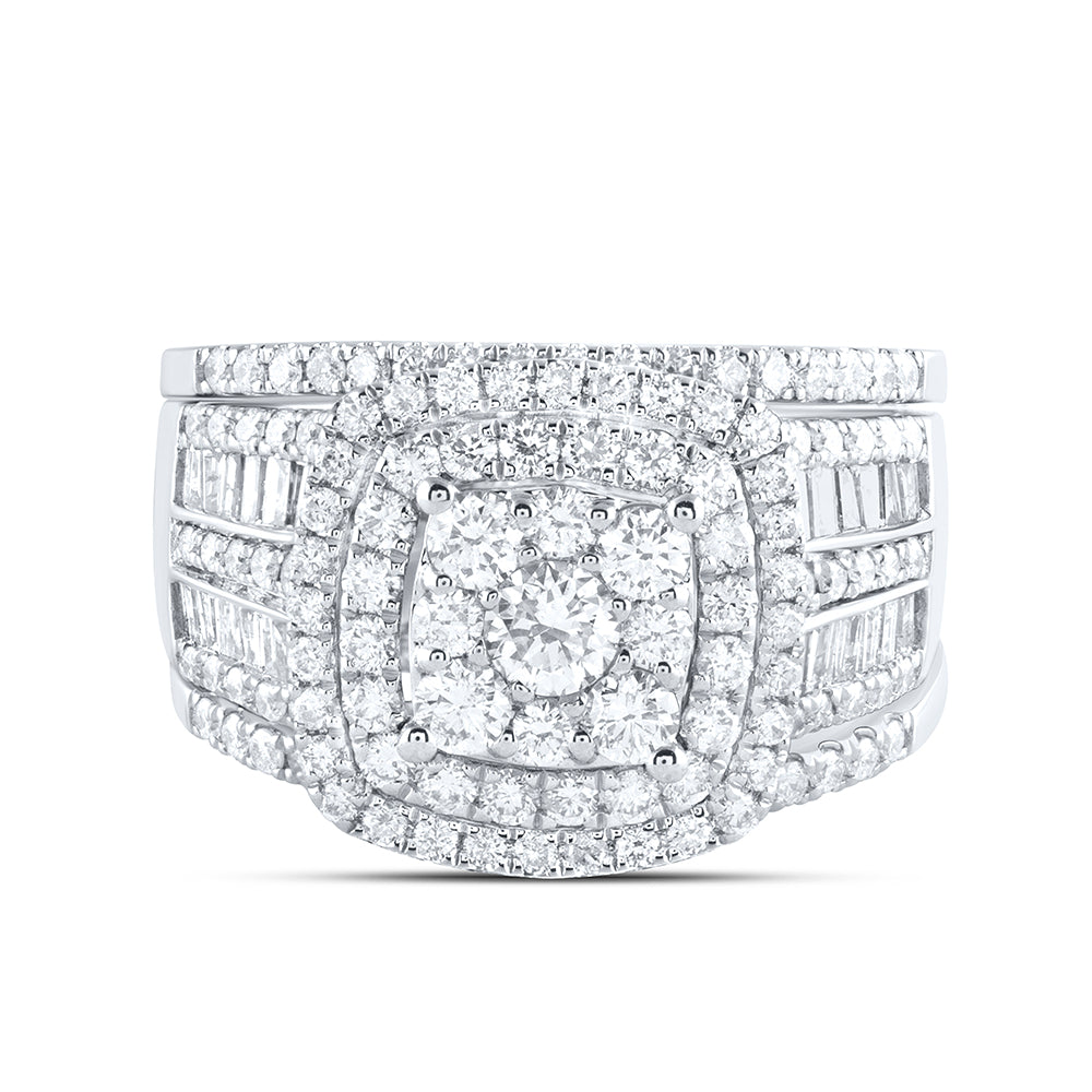 14kt White Gold 2 1/5 Cttw Diamond Ana M Fashion Wedding Engagement Anniversary Bridal Set, Women Size: 5-9