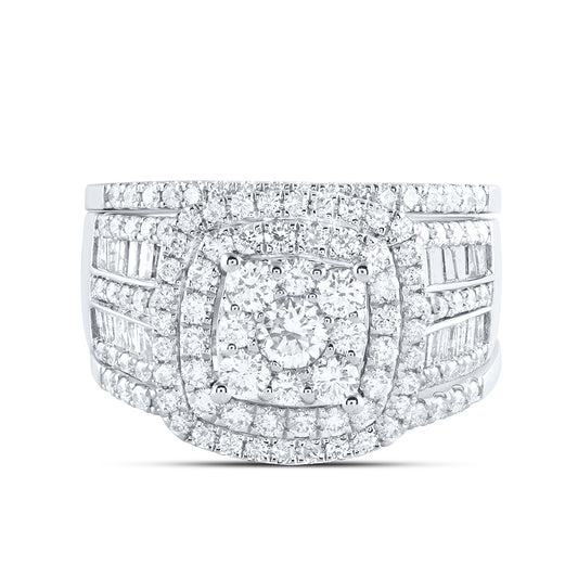 14kt White Gold 2 1/5 Cttw Diamond Ana M Fashion Wedding Engagement Anniversary Bridal Set, Women Size: 5-9