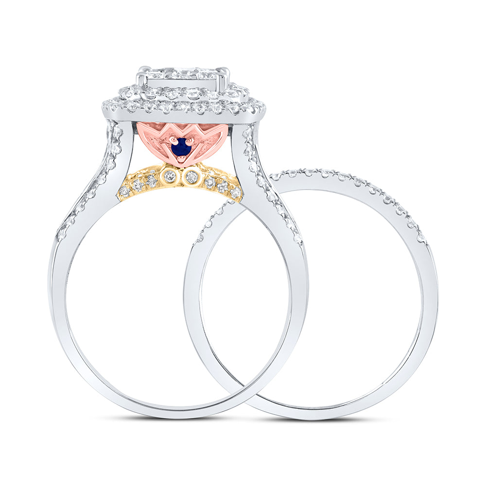 14kt White Gold 2 1/5 Cttw Diamond Ana M Fashion Wedding Engagement Anniversary Bridal Set, Women Size: 5-9