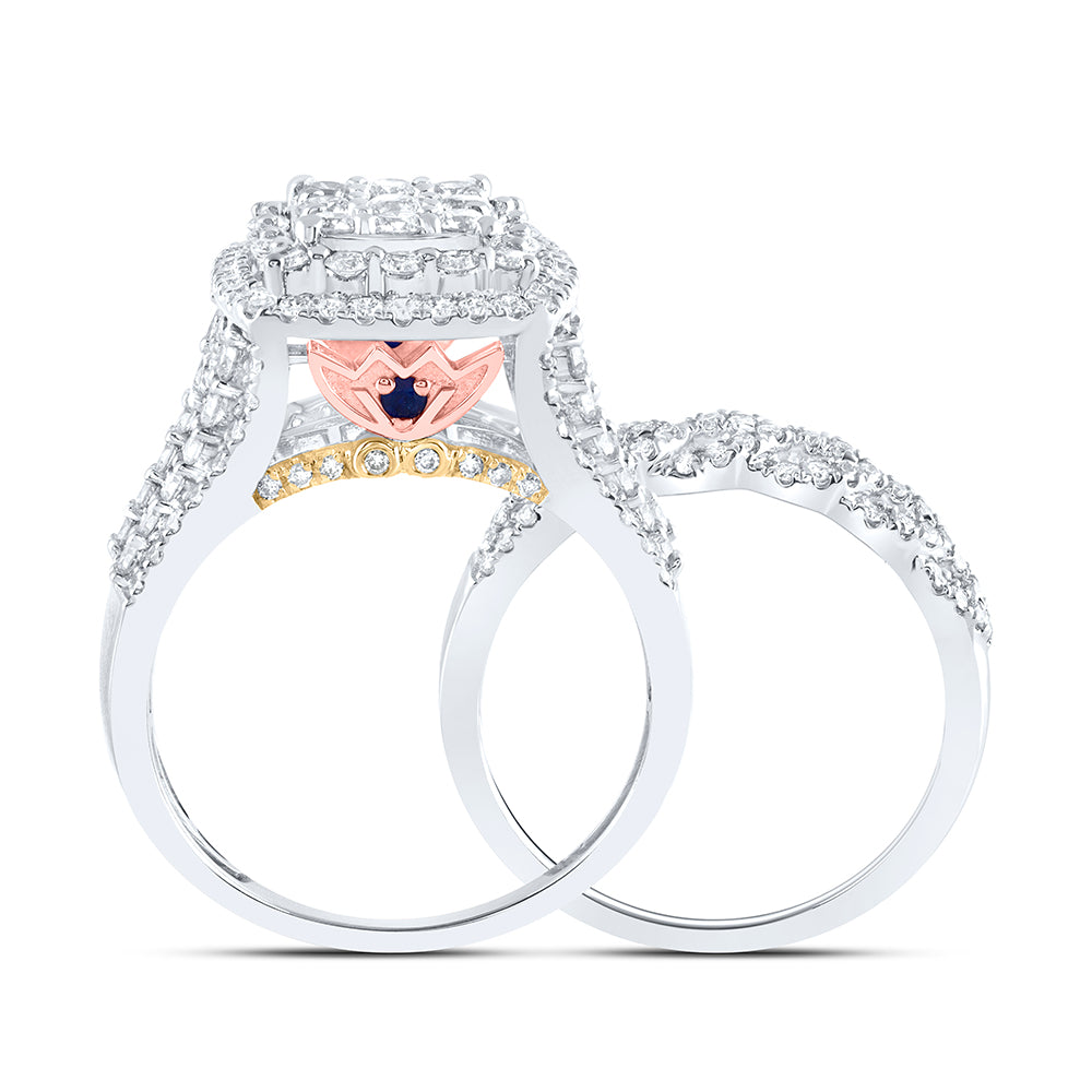 14kt White Gold 2 Cttw- Natural Diamond Ana M Fashion Wedding Engagement Anniversary Bridal Set, Women Size: 5-9