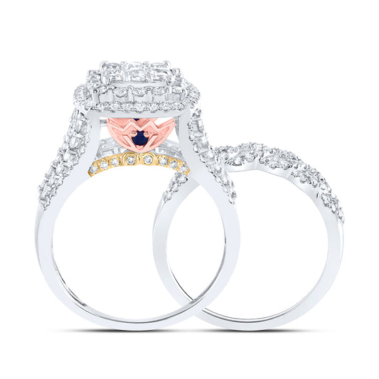 14kt White Gold 2 Cttw- Natural Diamond Ana M Fashion Wedding Engagement Anniversary Bridal Set, Women Size: 5-9