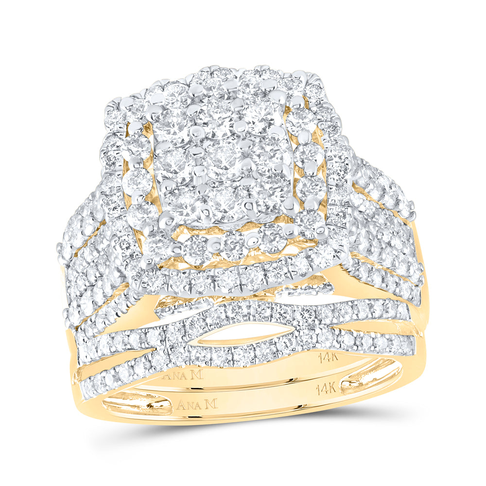 14kt Yellow Or White Gold Diamond Ana M Fashion Wedding Engagement Anniversary Bridal Set