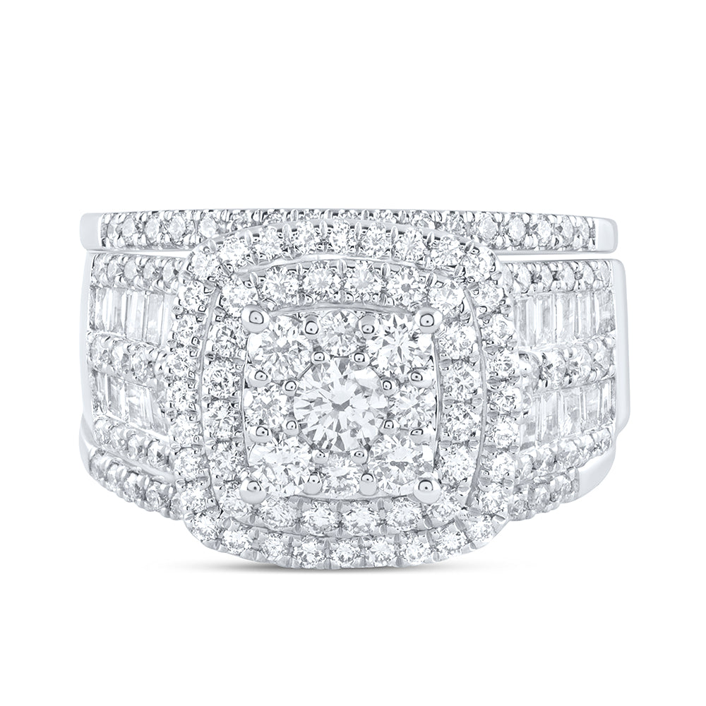 14kt White Gold 2 1/3 Cttw Diamond Ana M Fashion Wedding Engagement Anniversary Bridal Set, Women Size: 5-9