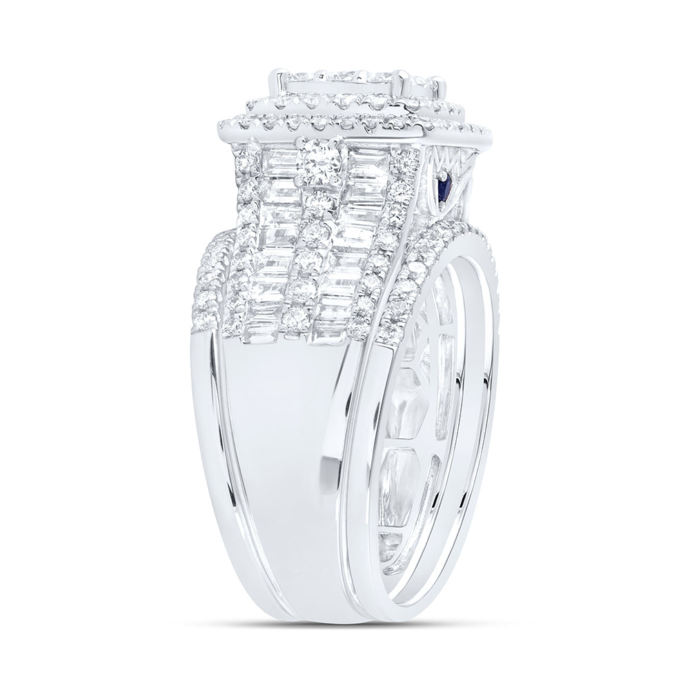 14kt White Gold 2 1/3 Cttw Diamond Ana M Fashion Wedding Engagement Anniversary Bridal Set, Women Size: 5-9