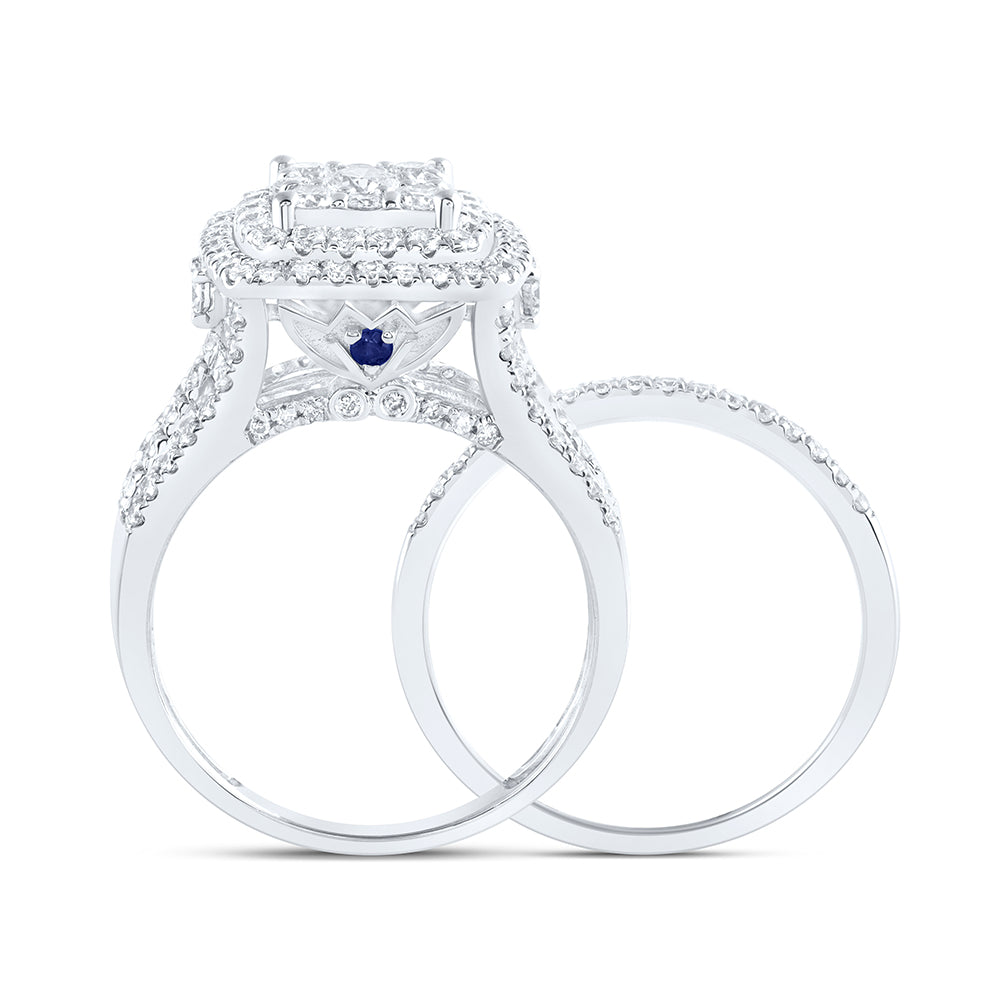 14kt White Gold 2 1/3 Cttw Diamond Ana M Fashion Wedding Engagement Anniversary Bridal Set, Women Size: 5-9