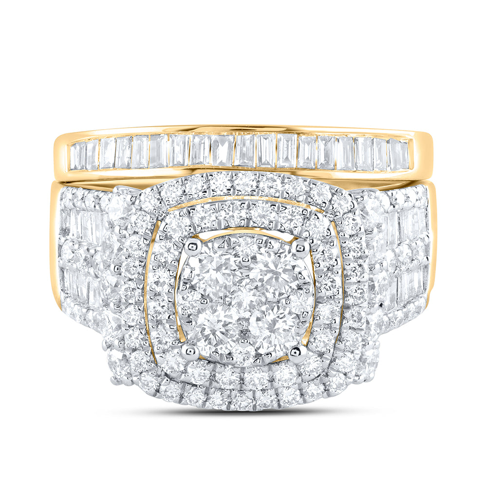 14kt Yellow Gold 2 1/3 Cttw Diamond Ana M Fashion Wedding Engagement Anniversary Bridal Set, Women Size: 5-9