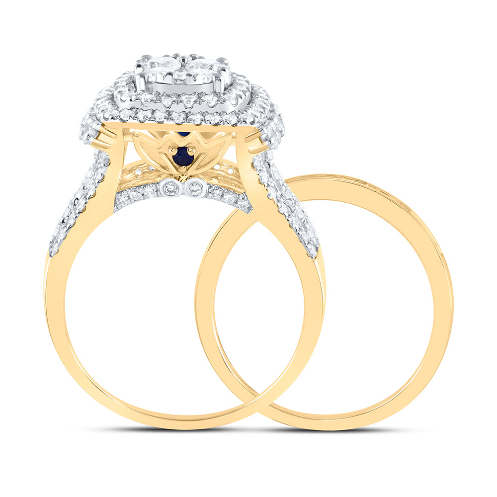 14kt Yellow Gold 2 1/3 Cttw Diamond Ana M Fashion Wedding Engagement Anniversary Bridal Set, Women Size: 5-9