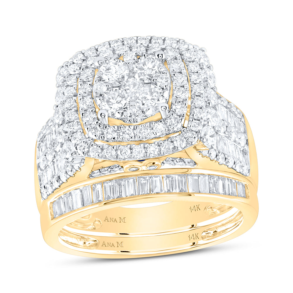 14kt Yellow Gold 2 1/3 Cttw Diamond Ana M Fashion Wedding Engagement Anniversary Bridal Set, Women Size: 5-9