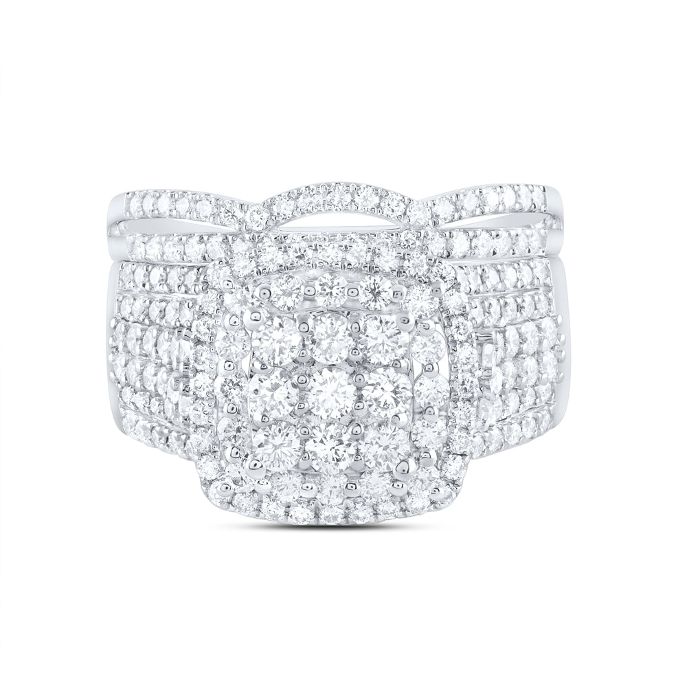 14kt White Gold 2 Cttw Diamond Ana M Fashion Wedding Engagement Anniversary Bridal Set, Women Size: 5-9