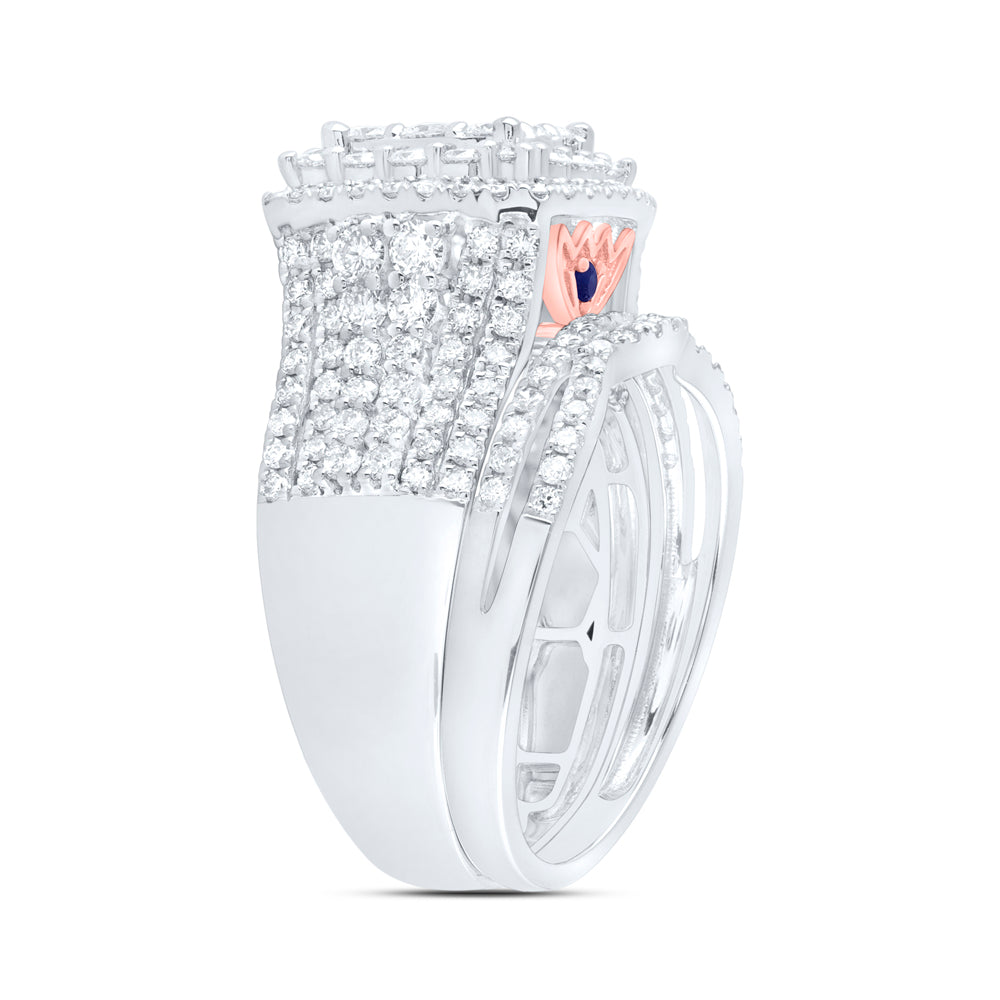 14kt White Gold 2 Cttw Diamond Ana M Fashion Wedding Engagement Anniversary Bridal Set, Women Size: 5-9