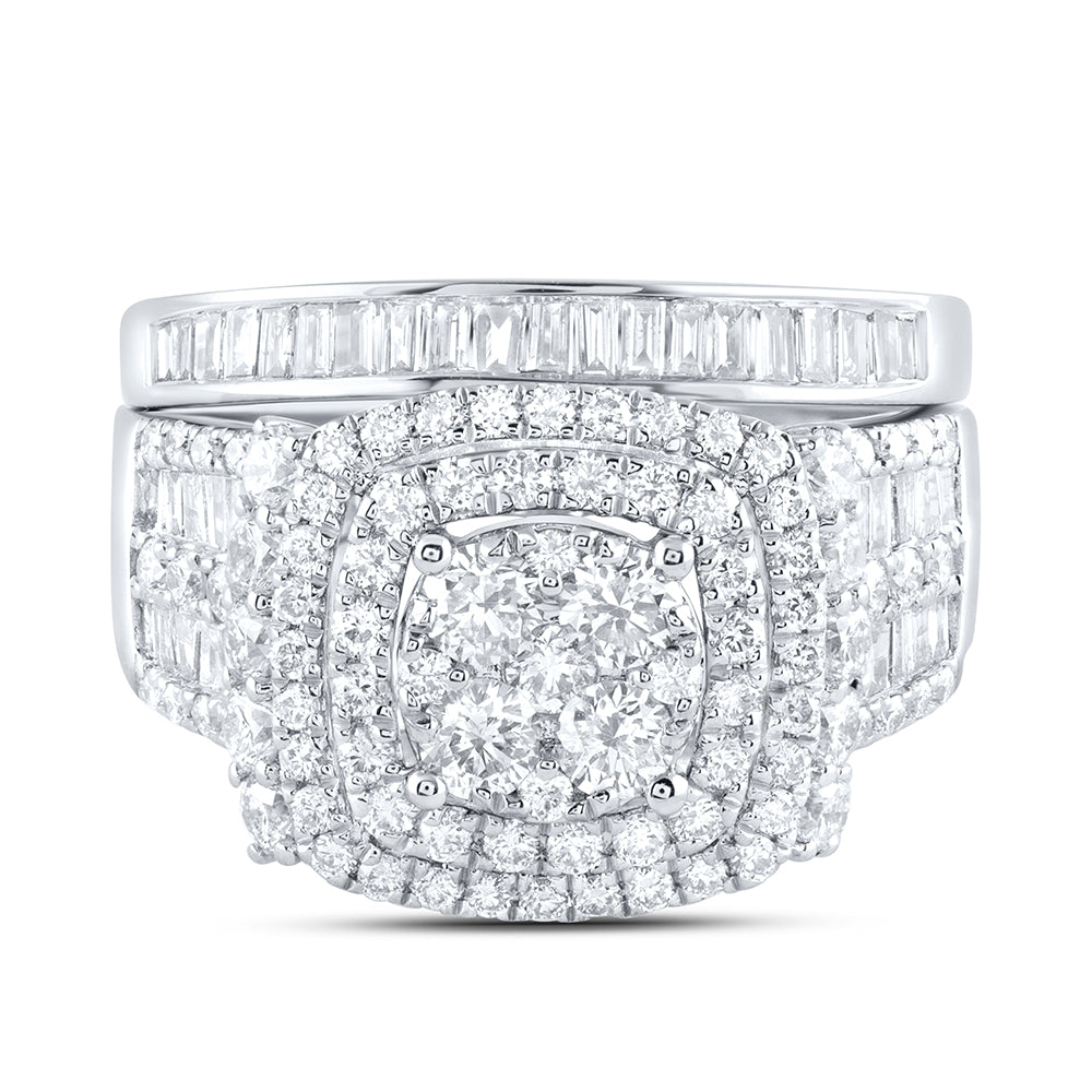 14kt White Gold 2 1/3 Cttw Diamond Ana M Fashion Wedding Engagement Anniversary Bridal Set, Women Size: 5-9