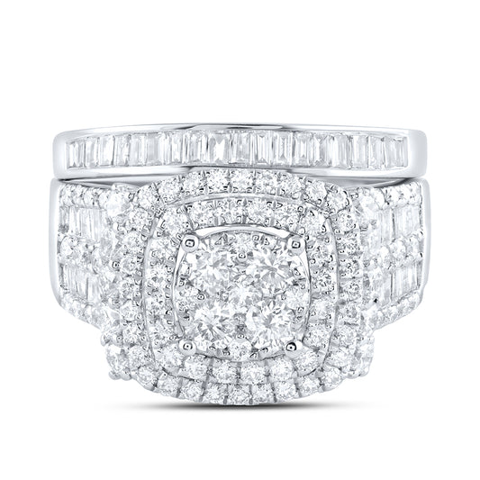 14kt White Gold 2 1/3 Cttw Diamond Ana M Fashion Wedding Engagement Anniversary Bridal Set, Women Size: 5-9