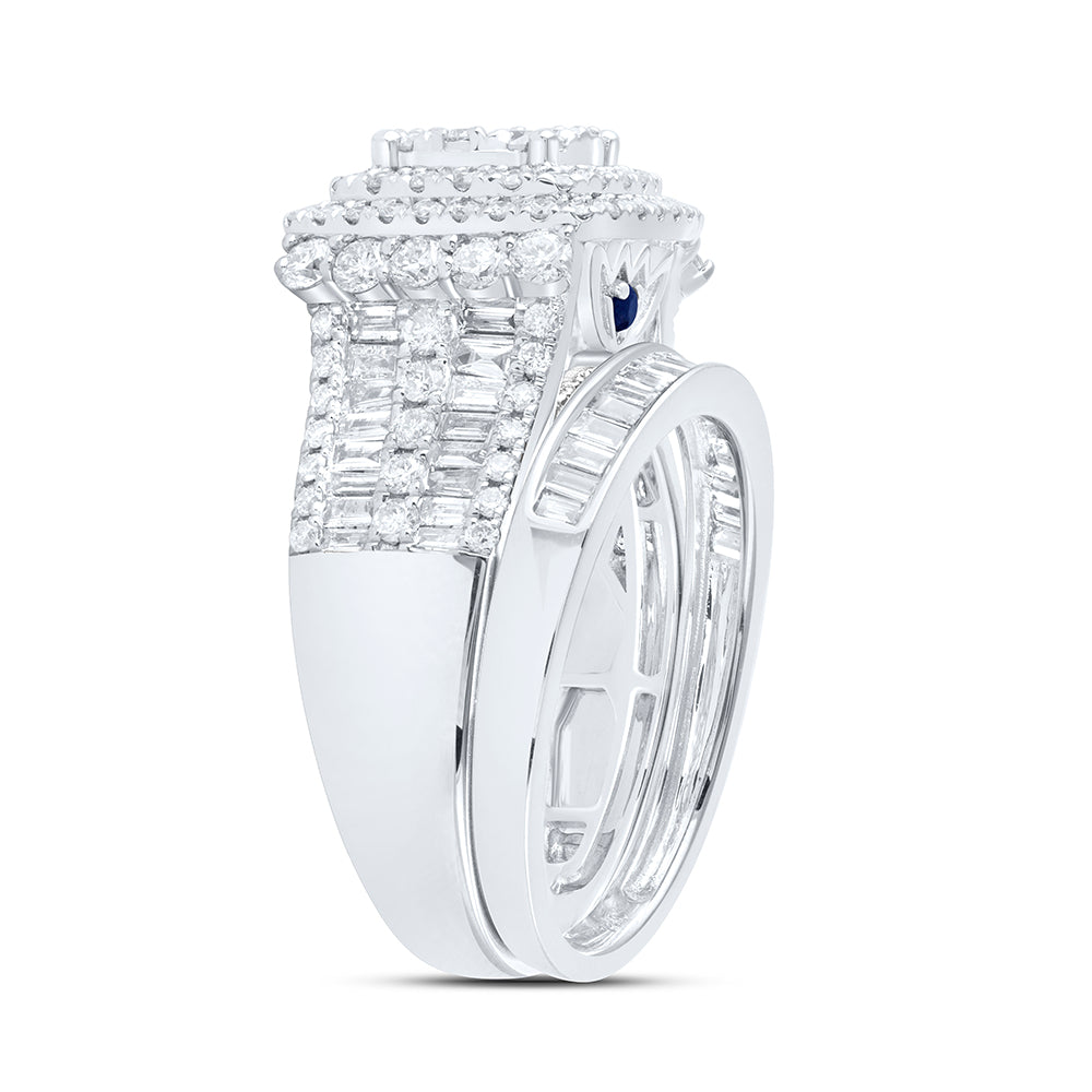 14kt White Gold 2 1/3 Cttw Diamond Ana M Fashion Wedding Engagement Anniversary Bridal Set, Women Size: 5-9