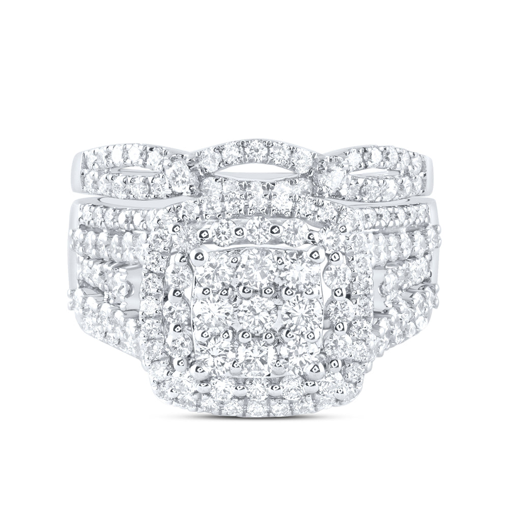 14kt White Gold 2 Cttw Diamond Ana M Fashion Wedding Engagement Anniversary Bridal Set, Women Size: 5-9