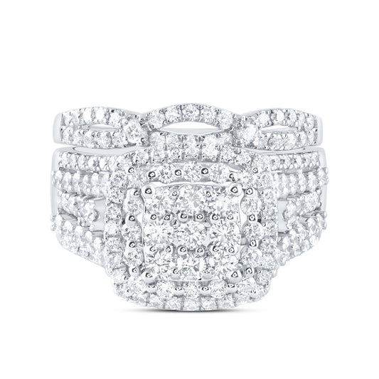 14kt White Gold 2 Cttw Diamond Ana M Fashion Wedding Engagement Anniversary Bridal Set, Women Size: 5-9