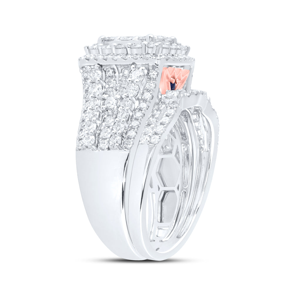 14kt White Gold 2 Cttw Diamond Ana M Fashion Wedding Engagement Anniversary Bridal Set, Women Size: 5-9