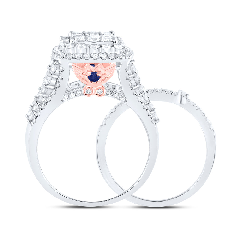 14kt White Gold 2 Cttw Diamond Ana M Fashion Wedding Engagement Anniversary Bridal Set, Women Size: 5-9