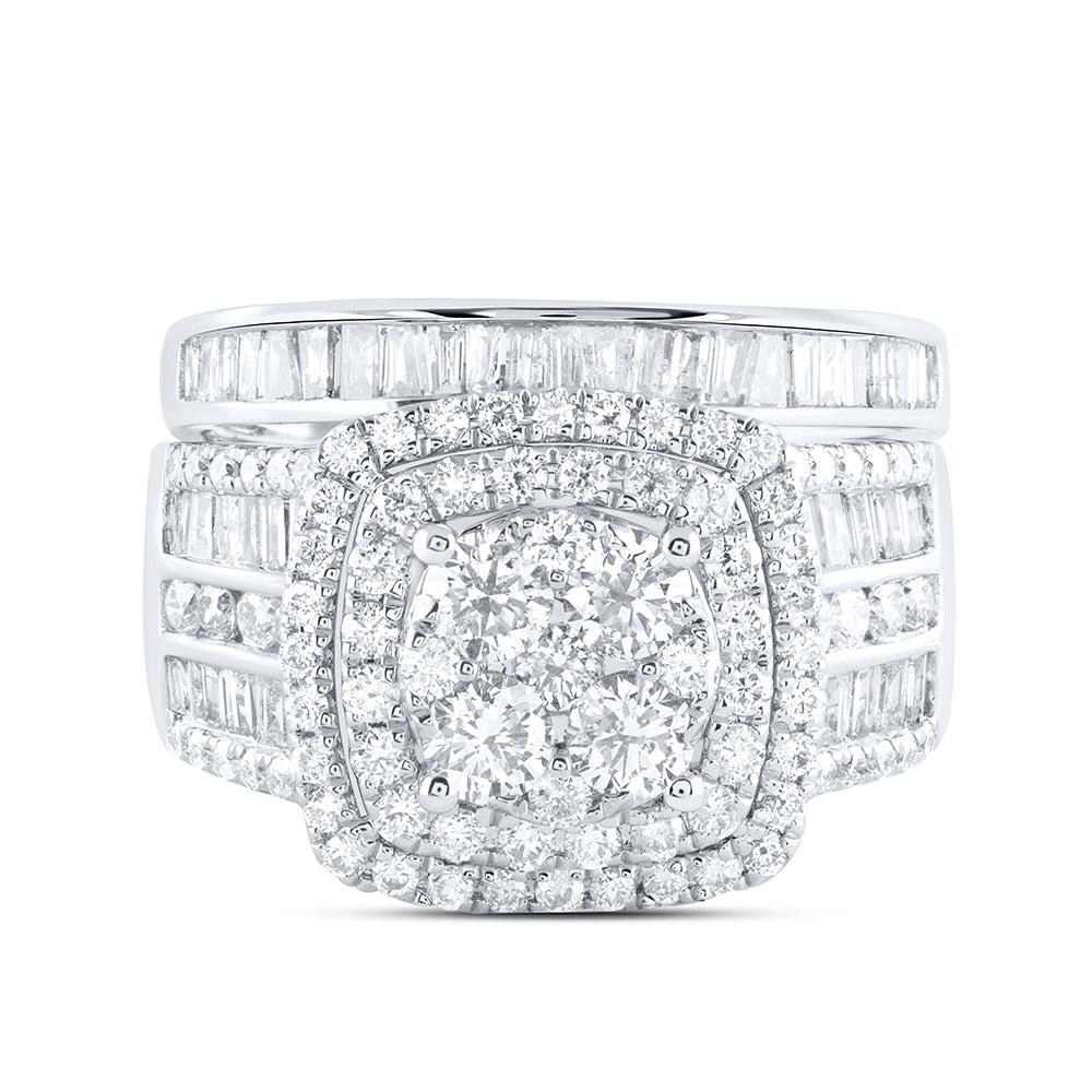 14kt White Gold 2 1/3 Cttw Diamond Ana M Fashion Wedding Engagement Anniversary Bridal Set, Women Size: 5-9