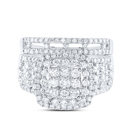 14kt White Gold 1 3/4 Cttw Diamond Ana M Fashion Wedding Engagement Anniversary Bridal Set, Women Size: 5-9