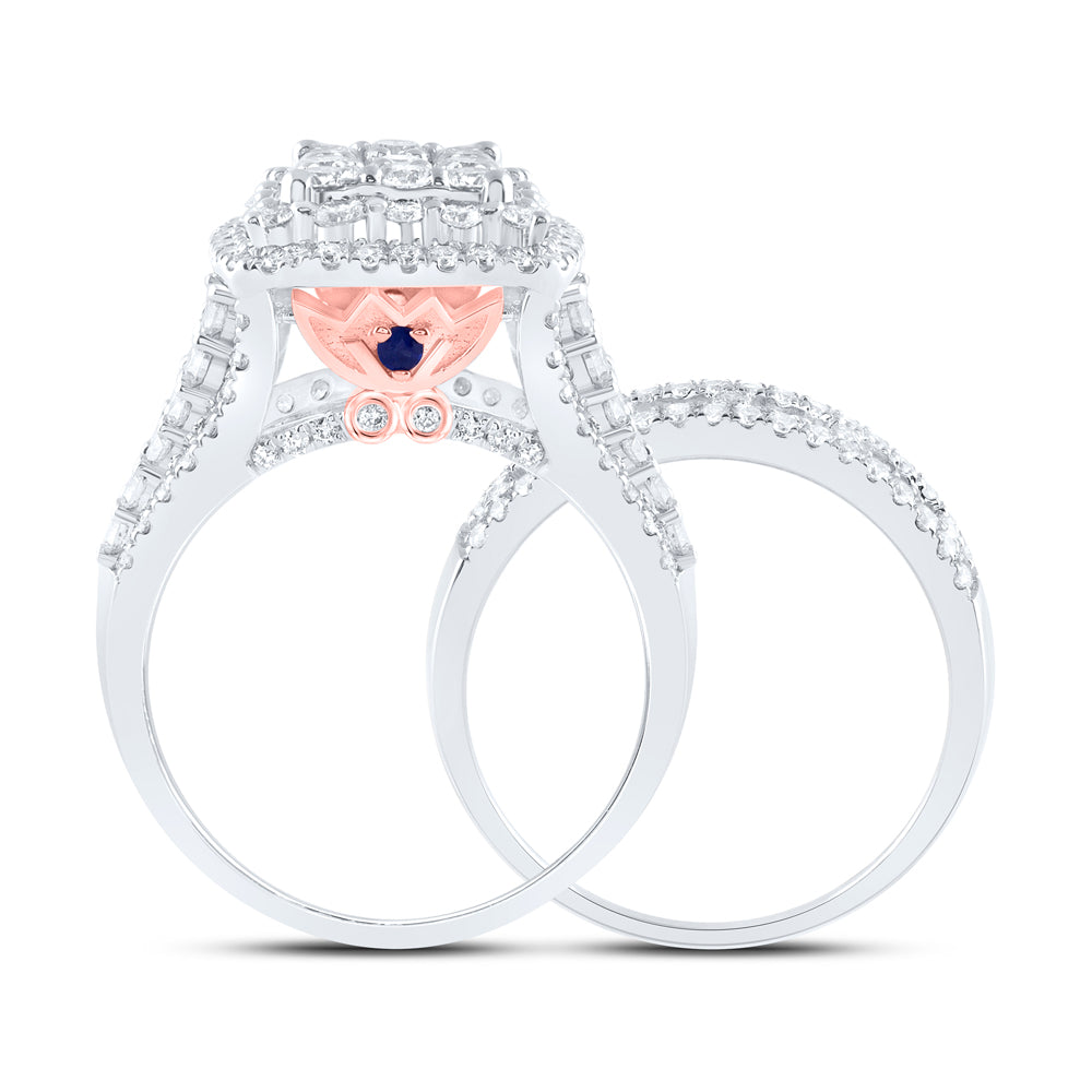 14kt White Gold 1 3/4 Cttw Diamond Ana M Fashion Wedding Engagement Anniversary Bridal Set, Women Size: 5-9