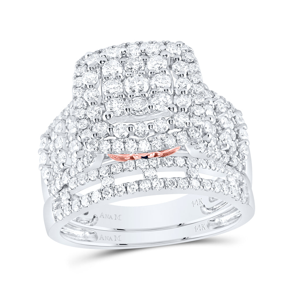 14kt White Gold 1 3/4 Cttw Diamond Ana M Fashion Wedding Engagement Anniversary Bridal Set, Women Size: 5-9