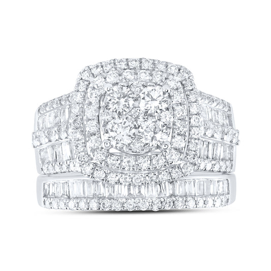14k White Gold Diamond Ana M Fashion Wedding Engagement Anniversary Bridal Set