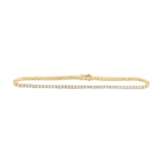 10kt Yellow Gold 2 1/5 Cttw Diamond Tennis Bracelet, Length: 7 Inch