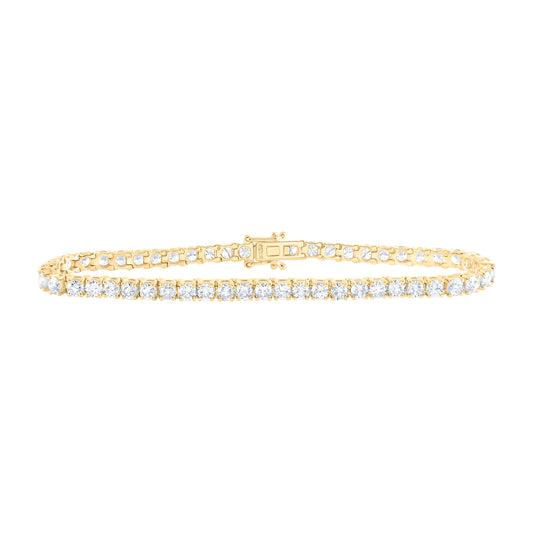 14kt Yellow Gold 6 5/8 Cttw Diamond Tennis Bracelet, Length: 7 Inch