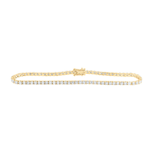 14kt Yellow Gold 3 Cttw Diamond Tennis Bracelet, Length: 7 Inch