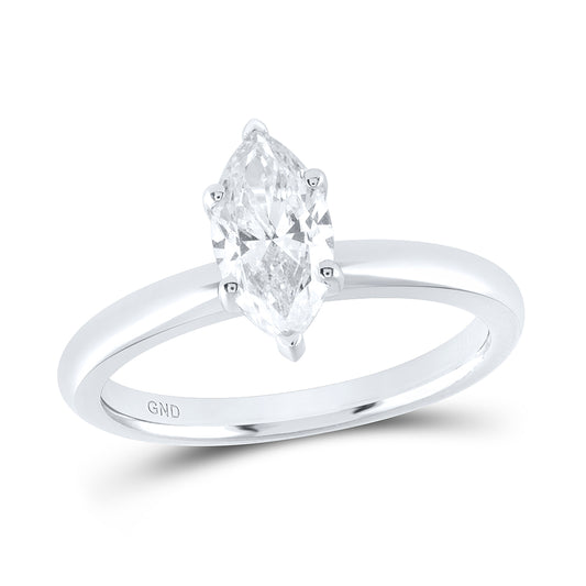 14kt White Gold 1.00 Cttw Diamond Marquise Solitaire Wedding Engagement Anniversary Ring, Women Size: 5-9