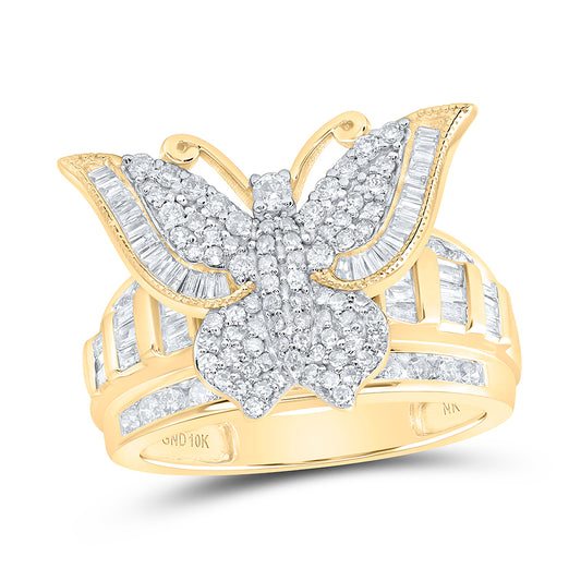 10kt Yellow Or White Gold Diamond Fashion Butterfly Wedding Engagement Anniversary Ring