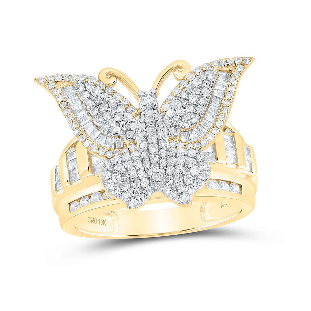 10kt Yellow Or White Gold Diamond Fashion Butterfly Wedding Engagement Anniversary Ring