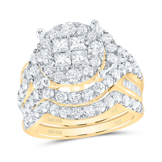 14kt Yellow Gold 3 Cttw Diamond Wedding Engagement Anniversary Bridal Set, Women Size: 5-9