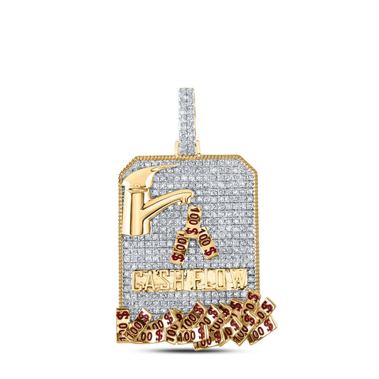 10kt Yellow Gold 3 3/8 Cttw Diamond Cash Flow Money Mens Charm