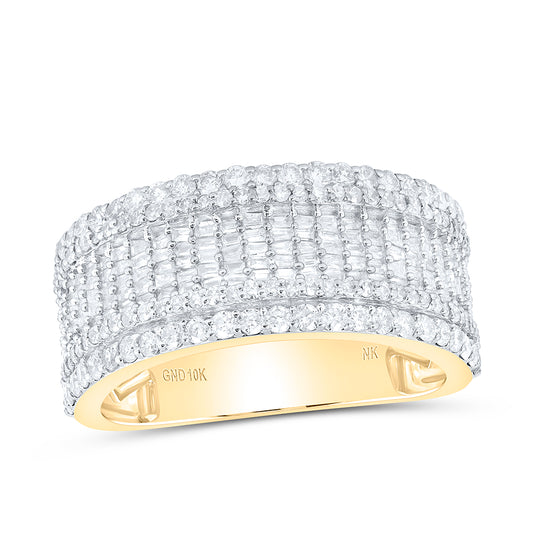 10kt Yellow Gold 1 3/4 Cttw Diamond Mens Band, Men Size: 8-12